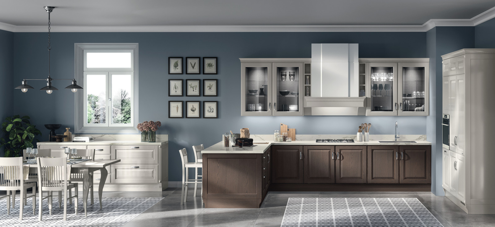 Cucina classica con penisola Baltimora Scavolini