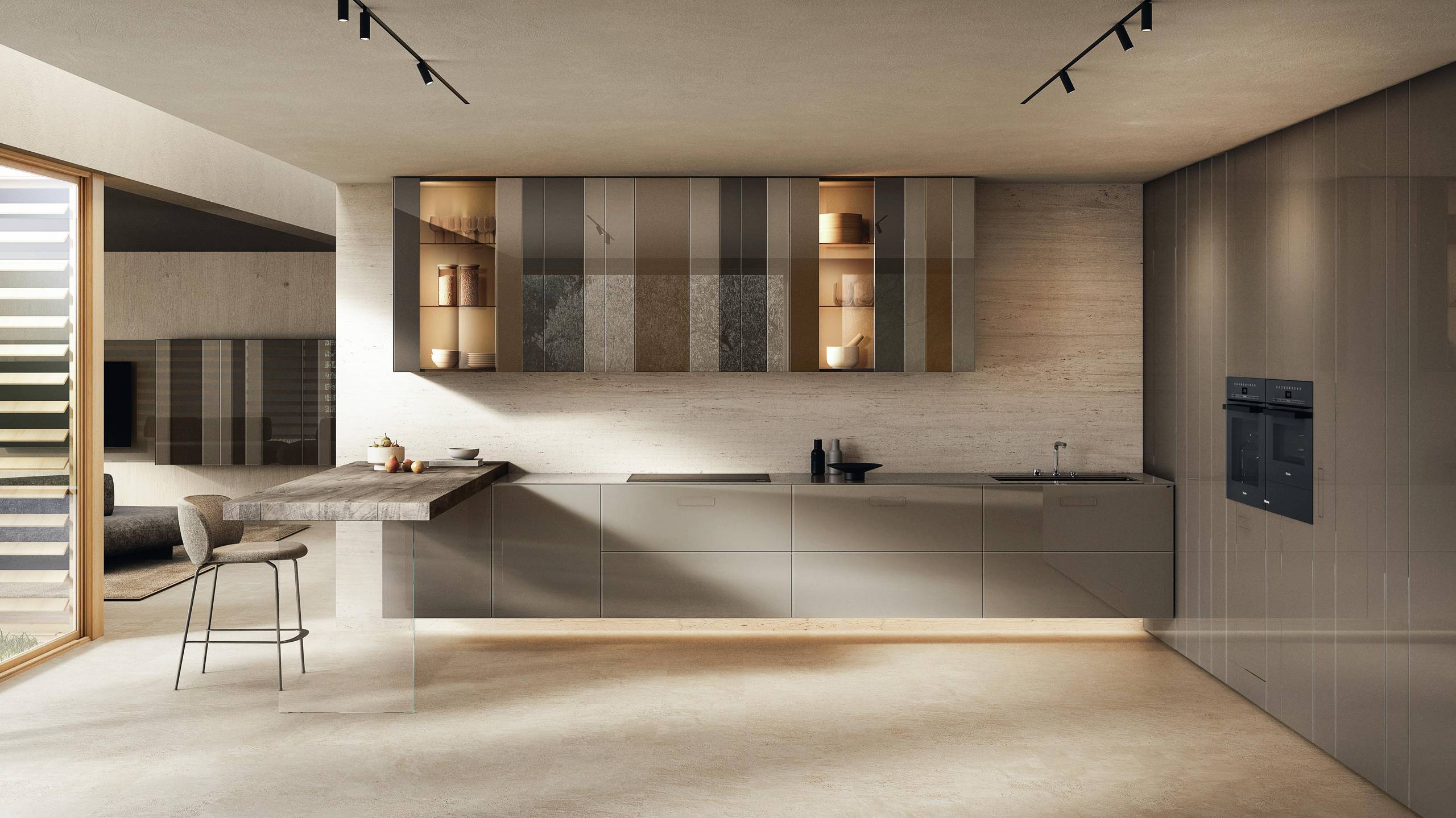 Cucina sospesa con penisola e dispensa N.O.W Lago