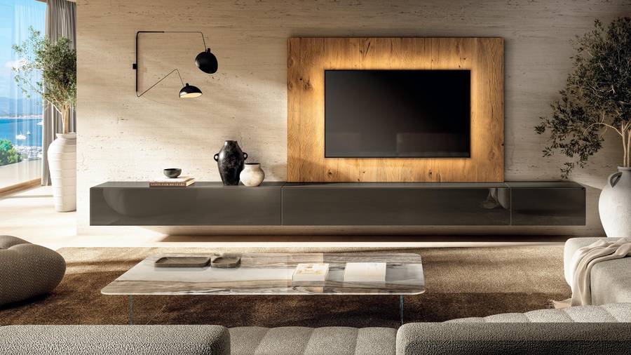 Parete attrezzata con boiserie in legno 36e8 Lago