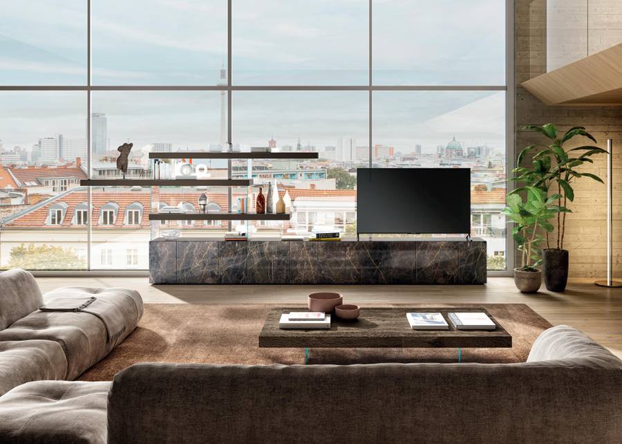 Parete attrezzata freestanding con mensole sospese Air Lago